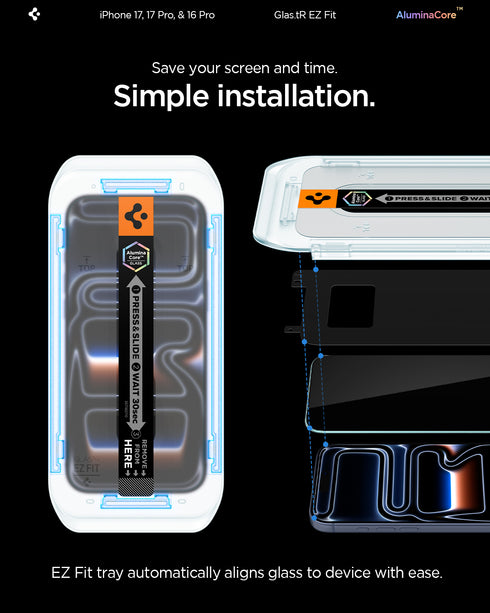 Spigen Película para iPhone 17 Pro / 17 – GLAS.tR EZ Fit (2 Unidades)